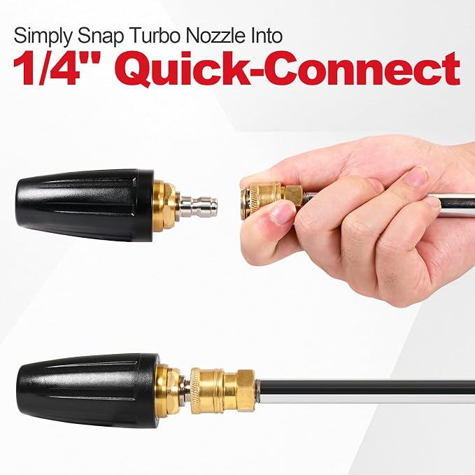 YAMATIC Pressure Washer Turbo Nozzle Tips, 3600 PSI 4.0 GPM | 1/4" Stainless Steel Quick Connector, 360° Rotating, Easy to Install, Compatible with Ryobi, Greenworks, Craftsman, Troybilt