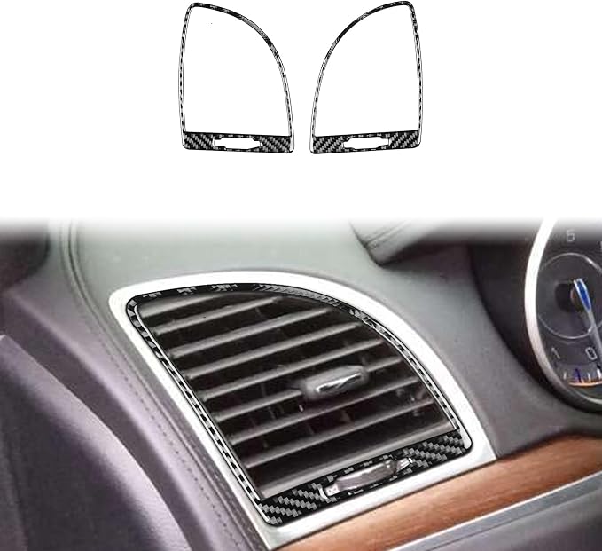 Real Carbon Fiber Trim for Chrysler 300 Accessories | for 2015-2023 300C 300S Limited/Touring Side Air Vent Frame Panel Sticker Interior Thick Overlay Decal