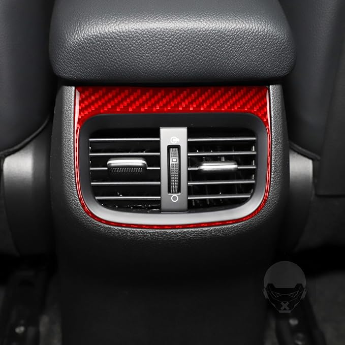 Red Real Carbon Fiber Trim for KIA Forte K3 Accessories | for 2019 2020 2021 2022 2023 2024 Rear Seat A/C Air Outlet Wind Vent Panel Sticker Interior Thick Overlay Decal