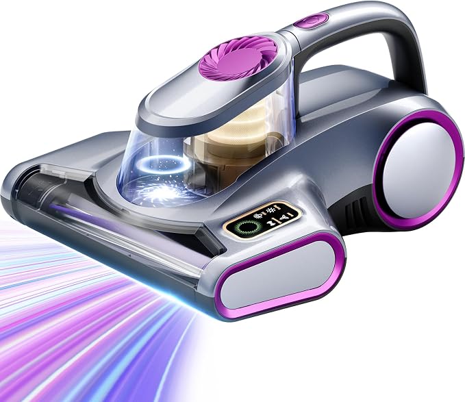 ezly Mattress Vacuum Cleaner with 18KPa Strong Suction, Mattress Cleaner | HEPA Filter, 253.7nm UV-C Light, Ultrasonic, 48,000 RPM Tapping Bed Vacuum for Sofa & Couch,140°F Heat Drying, 5M Corded