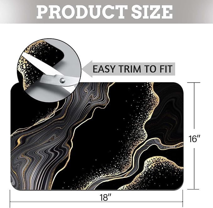 MCALK Marble Black Dish Drying Mat for Kitchen Counter, Marble Texture Dish Drying Pad with Anti-Slip Rubber Base, Absorbent Kitchen Sink Mat with Modern Art Decor (1 pc 18" x 16")