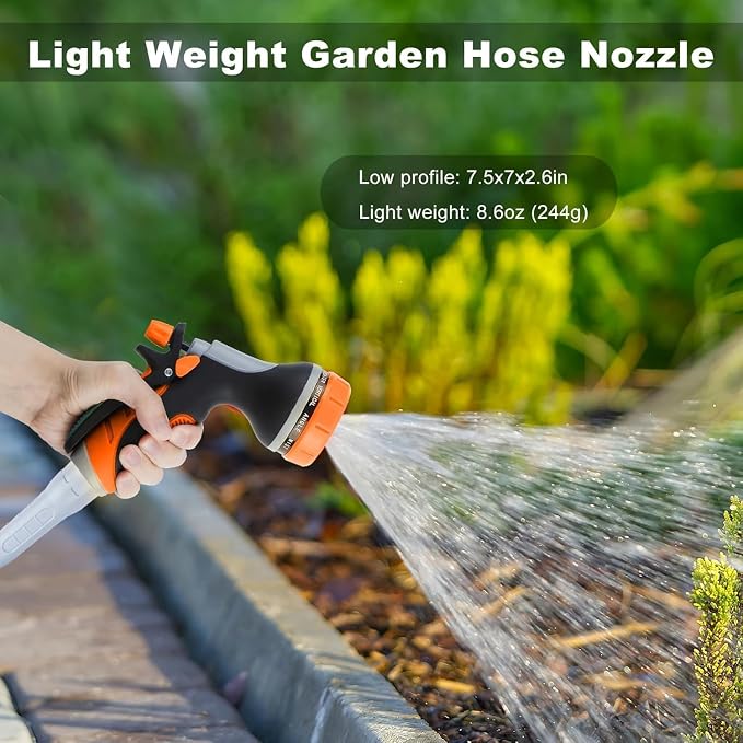 Garden Hose Nozzle with Adjustable 10 Watering Patterns Hose Spray Nozzle | Slip Resistant High Pressure Leak-Proof ,Water Hose Nozzle Sprayer for Plants & Lawns Watering,Car Washing and Pet Showering