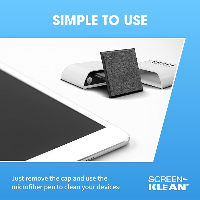 ScreenKlean Tablet Screen Cleaner - Compatible with iPad, Android & Amazon Tablet - with Carbon Microfiber Tech - Injected White - 1 Count (Pack of 1)
