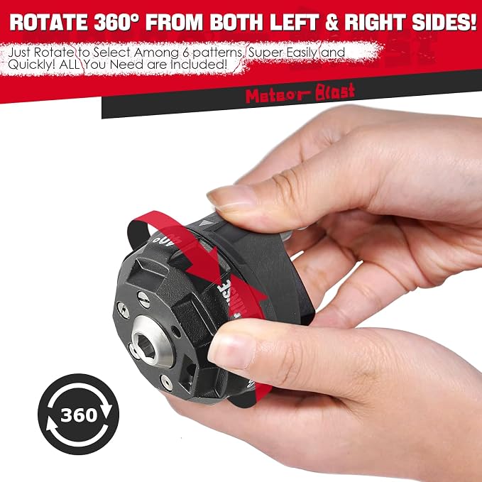 Meteor Blast 6 in 1 Pressure Washer Nozzle Tips，Mutiple Degrees in One， Quick Change over and Adjustable, 1/4 inch Quick Connector, MAX 4500PSI for Pressure Washer