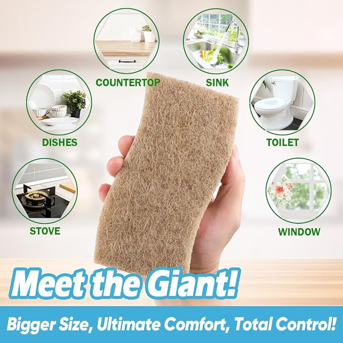 AIDEA XL Sponges Kitchen-6Count, Non-Scratch Scrub Sponge for Dishes | Large Natural Sponge for Non Stick Cookware, Cellulose Cleaning Sponge for Dishes, Kitchen, Bathroom, Household