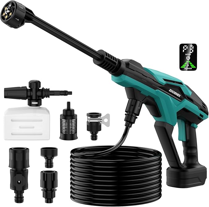 Cordless Portable Washer for Makita 18V Battery, 800 PSI Portable Handheld Washer with Brushless Motor, 6-in-1 Nozzle, 3 Level Adjustable for Car Yard Fence Wall Clean (Battery Not Included)