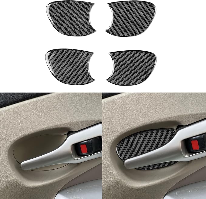 Door Bowl Handle Trim for Toyota Corolla 2009-2013 Accessories Black | Soft Carbon Fiber | Upgrades for Car | Only for Left-Hand Drive | Anti-Scratch | Sporty Style