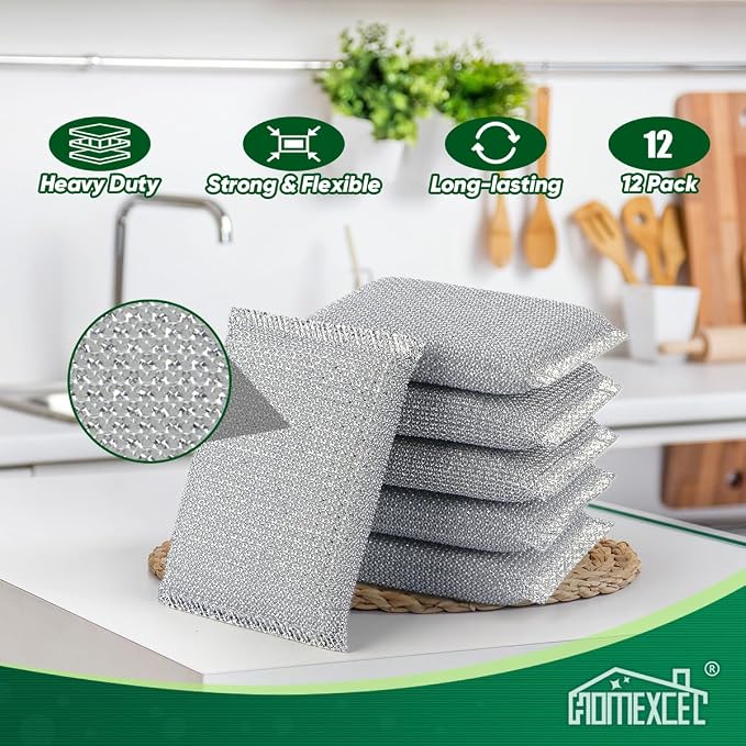 HOMEXCEL All-Purpose Sponge Pads 12PK, Non-Scratch Dish Sponges Safe for Non-Stick Cookware, Pots & Pans, Ideal Cleaning Dish Scrubber Pads for Kitchen, Bathroom and Household