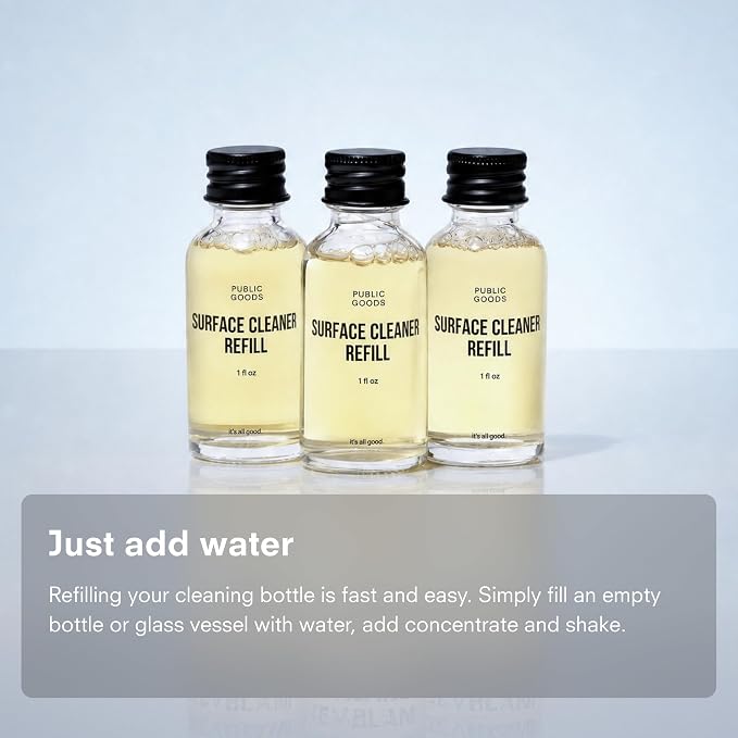 Public Goods Multi Surface Cleaner Refill | All Purpose Cleaner Refill for Floors, Tile, Countertops | Multi Purpose | Cruelty Free | Scented with Jasmine Essential Oils | 3 Pack - 24 Oz Diluted
