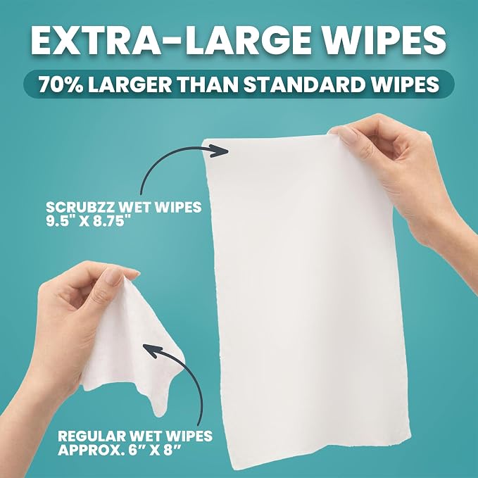 Extra Large Body Wipes for Adults Bathing No Rinse - 120 Ultra Thick Disposable Shower Wipes for Men, Women & Elderly - Great for Gym, Camping, Post Surgery