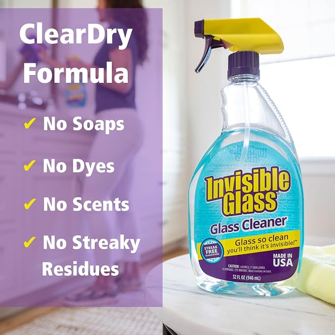Invisible Glass 92194-2PK Premium Glass and Window Cleaner Spray – Cleans Glass, Windows, Mirrors, Shower Doors, and More – Streak-Free, Ammonia-Free, Tint-Safe – 32 fl oz (Pack of 2)