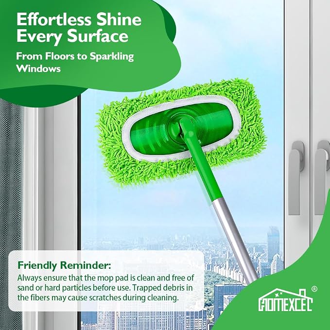HOMEXCEL Reusable Microfiber Mop Pads Compatible with Sweeper Mop, Dry & Wet Sweeping Cloths, Washable Wet Pads Refill for Multi-Surface/Hardwood Floor Cleaning, Pack of 4