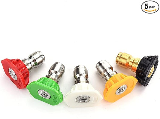 Tool Daily Pressure Washer Nozzle Tips Multiple Degrees, 1/4 Inch, 2.5 GPM | Power Washer Tips Set for Car Washing, 1/4" Quick Connect, 4000 PSI, 5 Pack