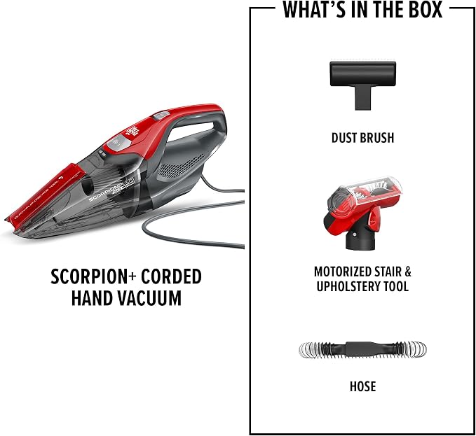Dirt Devil Scorpion Plus Handheld Vacuum Cleaner,Powerful Suction,Lightweight,Includes Pivoting Stair and Upholstery Tool,Crevice Tool,Corded Portable Vacuum Cleaner,(Pack of 2)