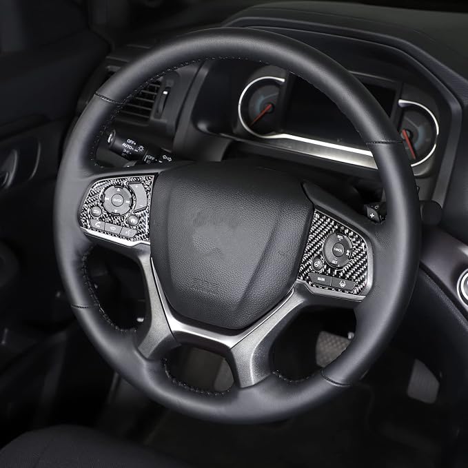 Direction Controller Button Cover, Car Steering Wheel Panel Protection Frame Sticker Trim for Honda Pilot 2016-2022/Passport 2019-2023, Carbon Fiber (Steering Wheel Button Frame)
