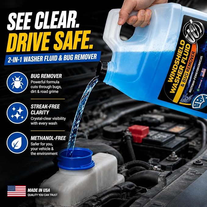 UCS Windshield Washer Fluid 2-in-1 Bug Remover – Ready to Use Formula – Streak-Free Cleaning – Removes Dirt & Road Grime – 1 Gallon (128 fl oz) Methanol-Free