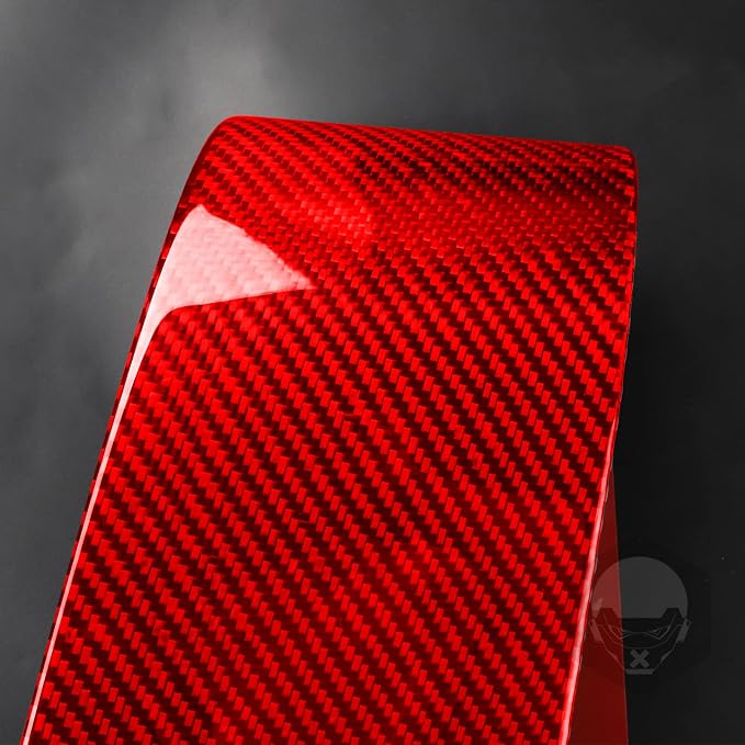Red Real Carbon Fiber Trim for Tesla Accessories | for Model 3 2017-2022 / Model Y 2020-2024 Door Window B Pillars Sticker Exterior Thick Overlay Decal