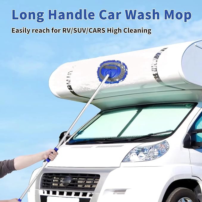 Wontolf 62'' Car Wash Brush Kit with Long Handle, Microfiber Car Wash Mop Mitt, Car Cleaning Detailing Kit, Exterior Interior Car Cleaning Supplies for Cars RV Truck Boat