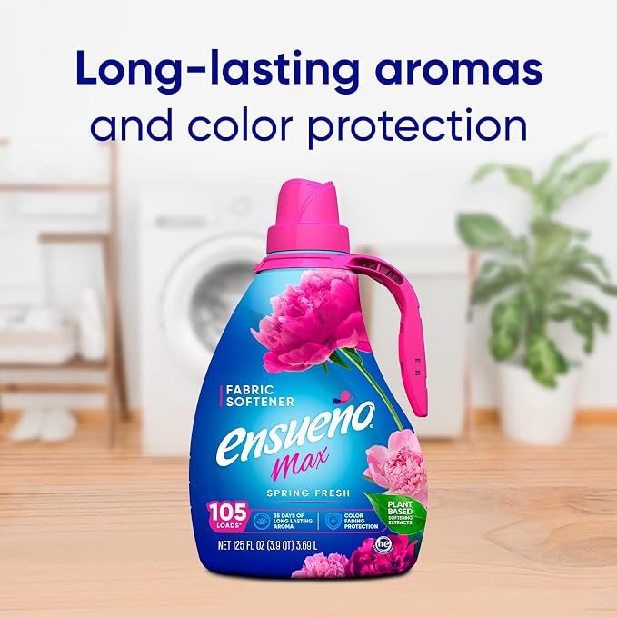 Ensueño Liquid Fabric Softener, Spring Fresh | 2 Pack | 125 fl oz | 123 Loads | Color-Safe