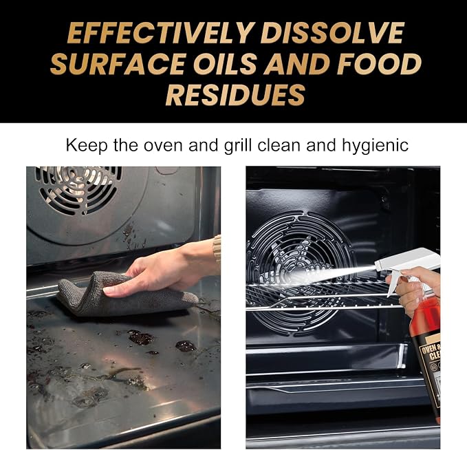 Oven And Grill Cleaner, Oven Rack & Grill Cleaner,3.38 FL. OZ Kitchen Heavy Oil Cleaner Spray, Eliminates Thick Grease & Build Up, Odor And Grease Remover