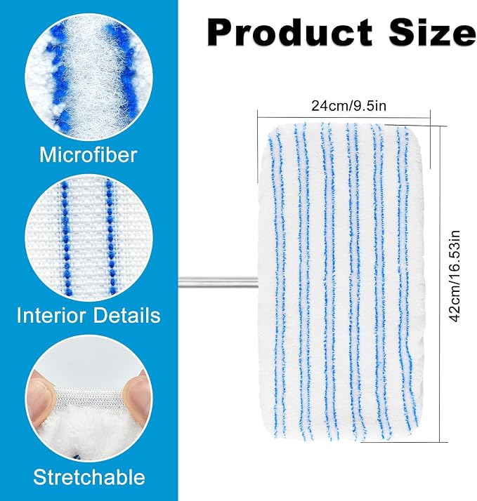 4 Pack Mop Heads Replacements for Ocedar Hardwood Floor 'N More Microfiber Mops,Terry Cloth Mops Refills 15 x 8 Flat Dust Mop Pads for O Cedar mop,Washable&Reusable Mopping Pads (Handle Not Included) | Wet and Dry