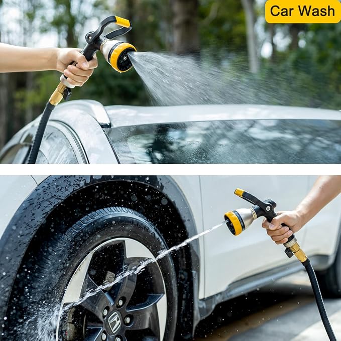 FANHAO Fireman Style Garden Hose Nozzle Heavy Duty Metal, 8 Spray Patterns | Large Lever Control, Non-Slip Ergonomic Grip, Rustproof Leakproof, High Pressure Water Hose Sprayer for Garden, Car & Pet