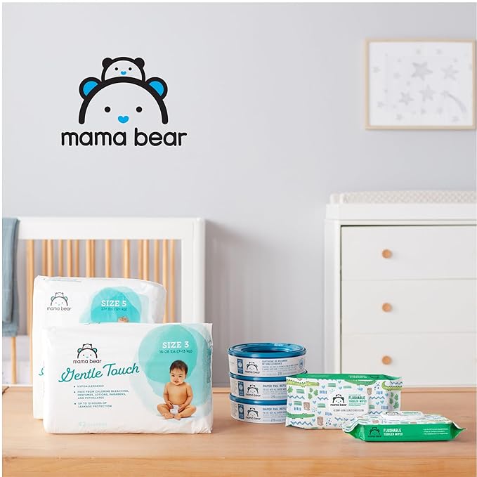 Amazon Brand - Mama Bear Flushable Toddler Toilet Wipes, Unscented, Formulated without Fragrance, Hypoallergenic, Septic Safe, 336 Count, 8 Packs of 43