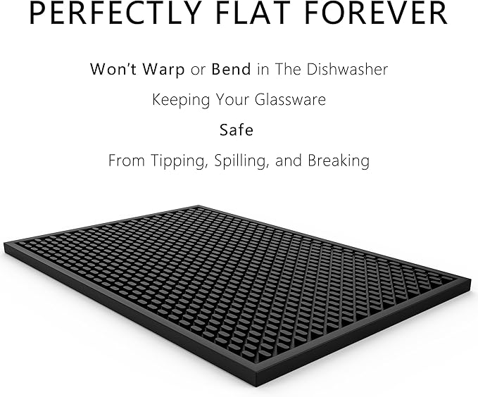 AXIESO Silicone Drip Mat - 1/2 Inch Thick, Heat-Resistant and Food Safe - Counter Top, Coffee Bar or Restaurant - Drying Mat for Glasses - 18x12 Inches