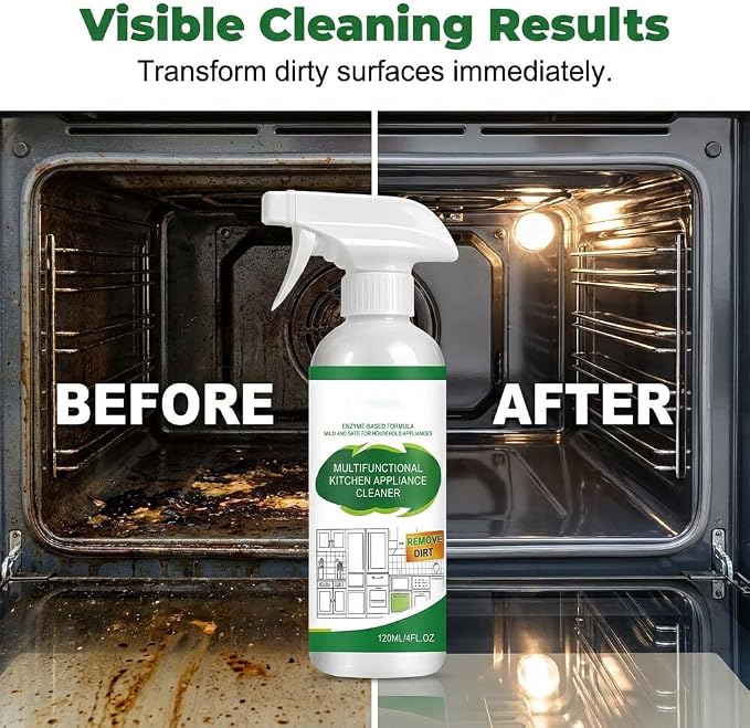 Heavy-Duty Kitchen Oil Remover Spray, Multipurpose Upgrade Kitchen Appliance Cleaner for Cooktop, Oven, Stove & Range Hood (1)