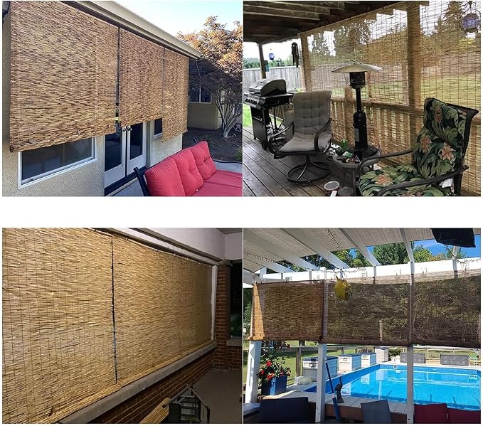 Privacy Bamboo Blinds Treatment Outdoor Patio Window Shade Roller Shades for UV Protection Matchstick Blinds Indoor Roman Shades Roll Up Shades Cordless Shutters (Size : 43 inch W x 84 inch H)