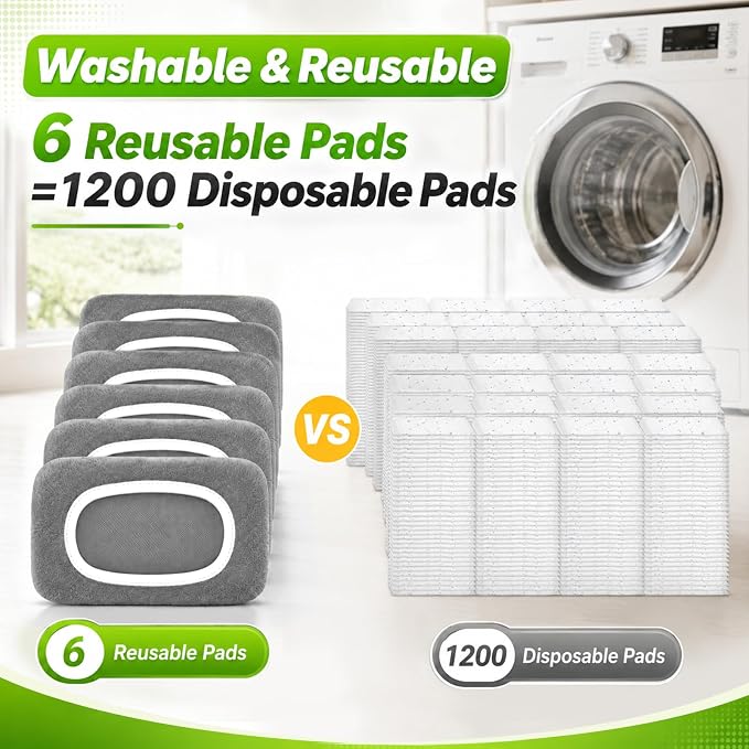 Reusable Mop Pads Compatible with Swiffer Sweeper Mop Cleaning Mop Pads Refill for Dry & Wet Sweeping for Multi-Surface/Hardwood Floor Cleaning (Grey)