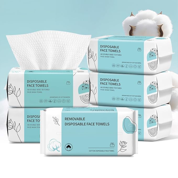Face Towels, Disposable Face Towel 600 Count, Makeup Remover Dry Wipes, Soft Cotton Dry Wipes Facial Cloths Towelettes for Washing and Drying, Facial Tissue for Cleansing, Skincare