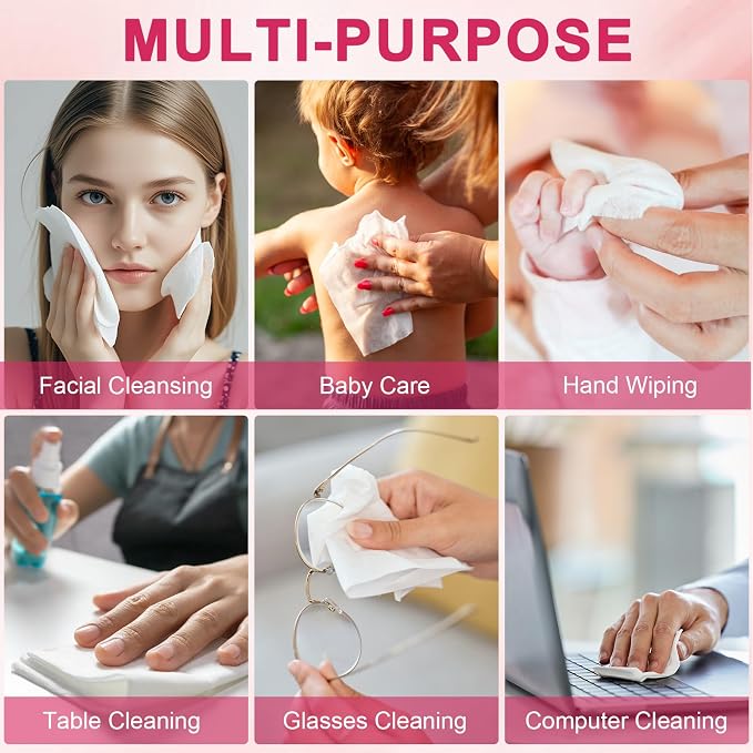 FACEMADE 60 Count XXL Disposable Face Towels 12" × 12", 100% Biobased Face Towels Disposable, Clean Facial Towels for Makeup and Clean Skin, Super Soft and Thick Dry Wipes Club