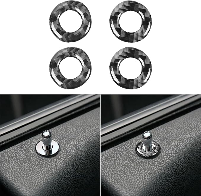Real Carbon Fiber Trim for Dodge Charger Chrysler 300 Accessories | for Charger 2011+ Chrysler 300 2011-2023 Door Lock Ring Sticker Interior Thick Overlay Decal