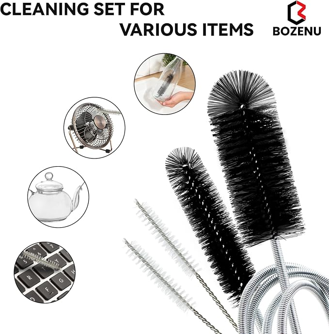 Flexible Drain Brush, 66 Inch Long Double Ended Hose Pipe Cleaners and 58 Inch Tube Cleaning Brush and 2 Pack 8 Inch Straw Cleaner Brush