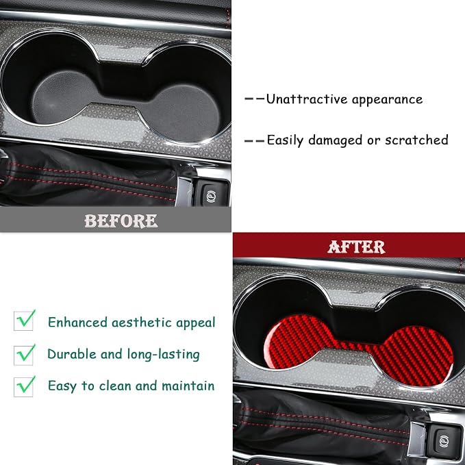 Real Carbon Fiber Trim for Chevy Malibu 9th Gen Accessories | for 2016-2024 Cup Holder Slot Mat Sticker Interior Thick Overlay Decal