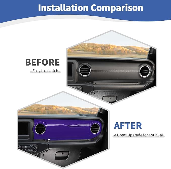 RT-TCZ for Wrangler JL Dash Trim Cover Purple, Gear Shift Panel Trim Frame for Jeep Wrangler JL JLU Gladiator JT 2018-2023 Purple Interior Accessories 3pcs