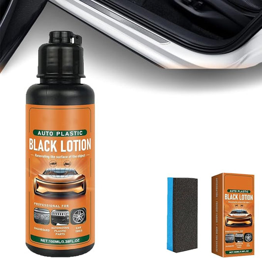 Auto Plastic Black Lotion, Plastic Care for Car Interior, Car Plastic Restorer Black, Long-Lasting Shine & Protection, Easy to Clean, For Seats, Wheels (1Pcs)