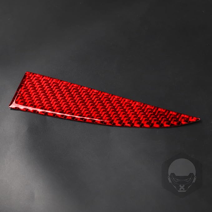 Red Real Carbon Fiber Trim for Tesla Accessories | for Model 3 2017-2022 / Model Y 2020-2024 Door Side Main Driver's Horn Speaker Panel Sticker Interior Thick Overlay Decal