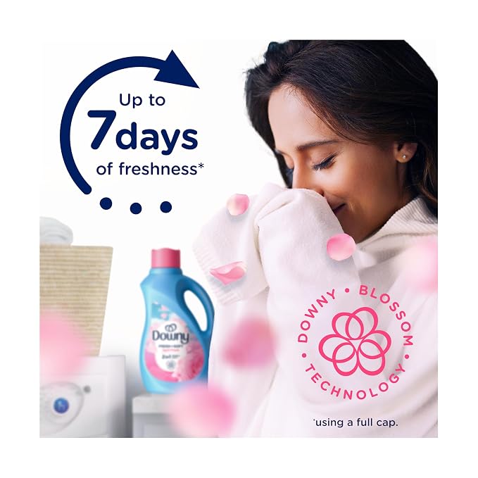 Downy 2 in 1 Liquid Fabric Softener, April Fresh, 44 fl oz, 60 Loads, Fabric Conditioner Liquid Provides Softness and Freshness for Fabrics