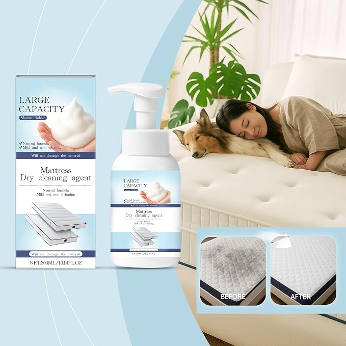 Large Capacity Mattress Dry Cleaning Agent, 300ml/10.14oz, Neutral Formula, Non-Irritating Stain Remover