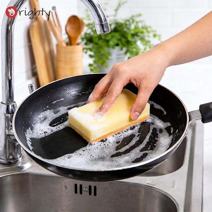 Orighty Dish Sponges, Dual-Sided Temperature-Responsive Kitchen Sponges, Non-Scratch Cleaning Sponge, Dish Scrubber, Scrub Sponge for Kitchen, Bathroom & Household, 12 Pack