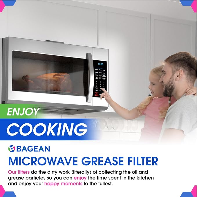 Microwave Filter replacement 6.81" x 6.34" Fits GE WB02X11534 Samsung DE63-00666A Microwave Grease Filter - Freshens and Filters Kitchen Air Entering the Over-the-Range Oven Stove Fan (1-Pack)