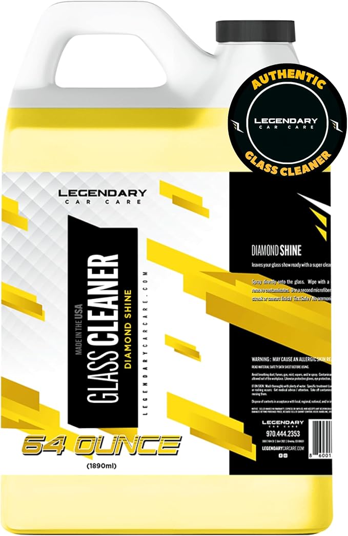 Legendary Glass Cleaner 64oz (Half Gal.) - Auto Window Cleaner Spray for Car Windows & Windshield - No Streaks, Ammonia-Free, Tint Safe - Interior/Exterior Use