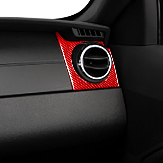 Red Real Carbon Fiber Trim for Ford Mustang Accessories | for GT Shelby 2005 2006 2007 2008 2009 Co-Pilot Right Side Wind Outlet Air Vent Interior Thick Overlay Decal