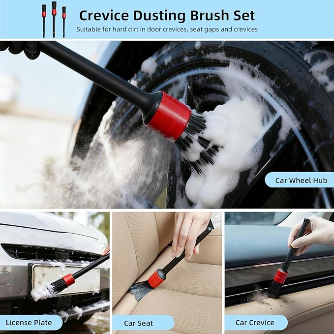 TICARVE 9Pcs Car Cleaning Kit for Dashes Air Vents Keyboards Electronics | Car Interior Cleaning Kit, Dust Removal Cleaning Kit, Auto Deep Cleaning Detailing Tools, Hard-to-Reach Cleaning Kit
