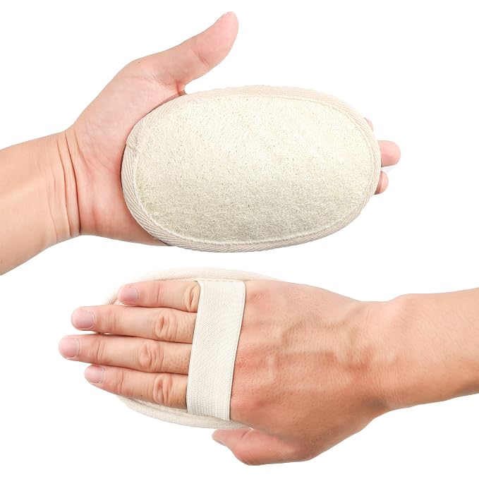 10-Pack Exfoliating Loofah Sponge Pads - Natural Luffa & Terry Cloth, Body Scrubbers for Shower & Bath Mooerca 1