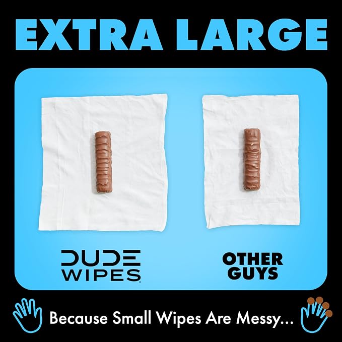 DUDE Wipes Unscented Flushable Wipes - Extra-Large Adult Wet Wipes for Sensitive Skin - 3 Pack (144 Count) - Infused with Vitamin E and Aloe - Septic and Sewer Safe
