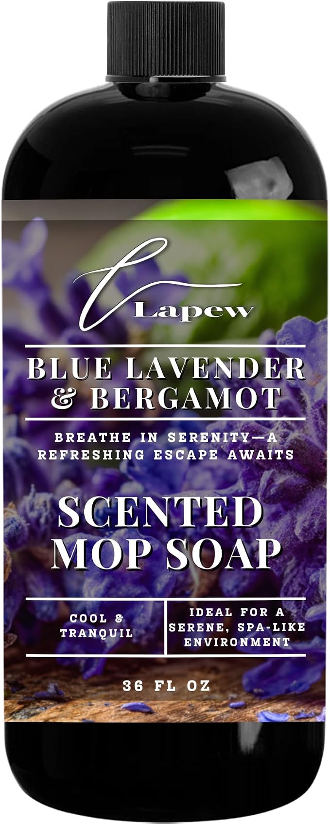 Lapew Blue Lavender & Bergamot Scented Mop Soap - Luxury Floor Cleaner Concentrate for Mopping Tile, Laminate, Vinyl & Hardwood | Streak-Free, Low-Foam | 36 oz