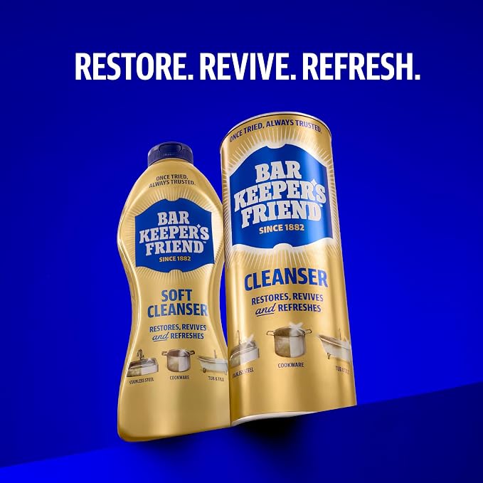 Bar Keepers Friend Powder Cleanser, 12 oz x 2, Multipurpose Cleaner, Degreaser & Remover for Burnt Stainless Steel Pots and Pans, Rust Stains, Hard Water Deposits & Soap Scum
